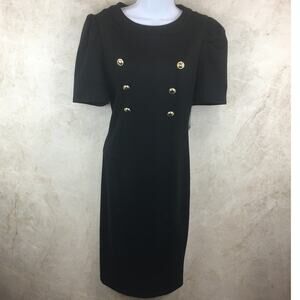 NY&C Black Short Sleeve Dress with Faux Double Breast Buttons Size Medium  NWT